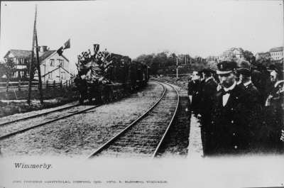 Wimmerby. Oscar II anländer.  Foto. A: Blomberg, Stockholm.  