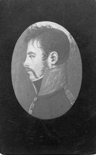 Claes Otto Wahlberg (1785-1850). Kapten, postmästare och tullförvaltare i Gränna. Foto efter miniatyr vilket sedan 1927 befinner sig i Thor Wahlbergs ägo.