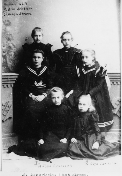 1.  Ebba Svensson  .2 Olga Karlsson  3. Anna Ek  4. Edit Alm  5. Elin Eriksson  6. Helga Strand.  