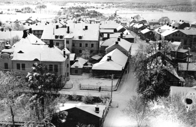 Omkring 1920 från kyrktornet. T.E.
