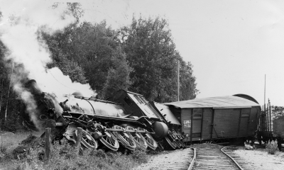 Urspårat tåg, vid Fågelhem 1950.