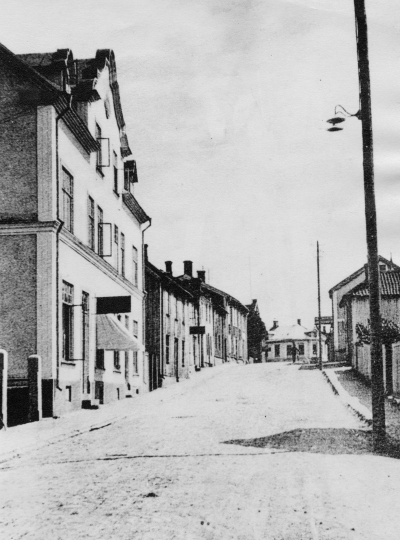 Sevedegatan omkring 1915, till vänster Sevedegatan 25. T.E