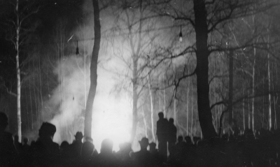 Folkmassa vid Majelden.   