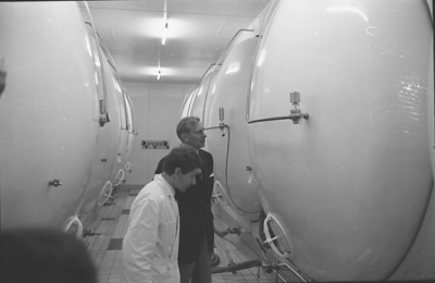 Åbro Bryggeri.
Från vänster Albert Wiesgickl "Bryggmästare"  och  Direktör Per Dunge.