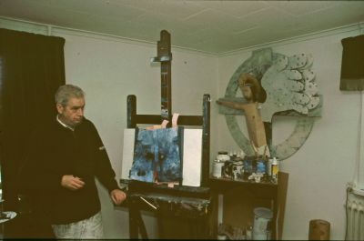 Man tavla staffli religiöst konstverk
Anders Lindgren 

090408/KG