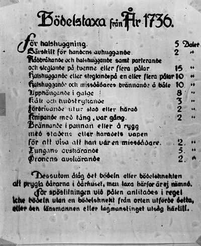 Polisen  Okänd
Bödelstaxa från 1736