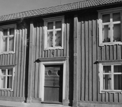 Hammarskjöldska gården, Storgatan 19, under reparation och ombyggnad.   T.E.
