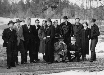 Allan Gustafssons egen dokumentation: "Vimmerbypublik på väg till Kalmar, år 1956."