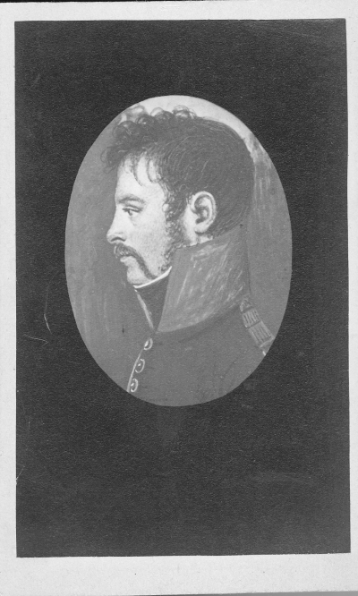 Claes Otto Wahlberg (1785-1850). Kapten, postmästare och tullförvaltare i Gränna. Foto efter miniatyr vilket sedan 1927 befinner sig i Thor Wahlbergs ägo.