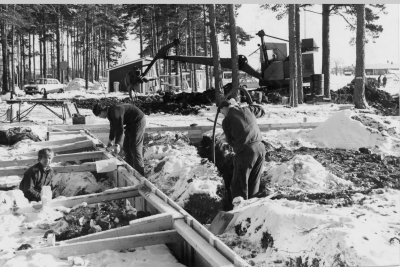 Vimarvallen byggs om Jan. 1968  Med på bilden finns Lennart "Sassa" Sand.