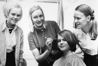 Från vänster Ing-Britt Lindqvist, okänd, Els-Marie (f.) Fahlström, Anna-Lena Lång