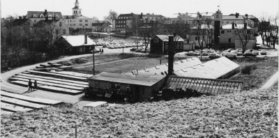 Bomans handelsträdgård innan stadsbiblioteket byggdes 1972. T.E.