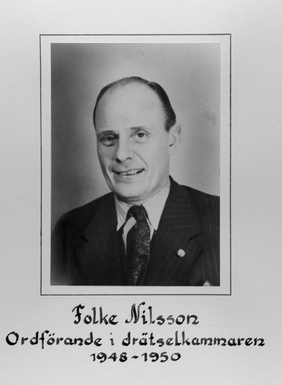 Folke Nilsson ordförande i drätselkammaren 1948-1950.           