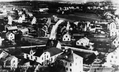 1920-talet. Utsikt från kyrktornet. T.E. (nästan som en flygbild)