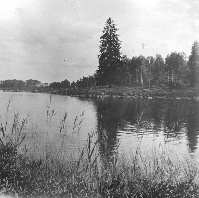 Foto på Ålhults Herrgård. Troligen tagit utifrån Tempelön        Okänd