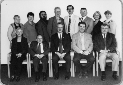 Styrelser och Nämnder. Stående från vänster Anne-Marie Larsson, Solveig Eriksson, Kenneth Björklund, Christer Johansson, Veine Gustavsson,Åke Sundstedt,  Eva Wickman, Kerstin Andersson.  Sittande från vänster  Eva Berglund, Inge Schultz, Leif Larsson, Bo Svensson, Tomas Petersson.     G.L.                                            