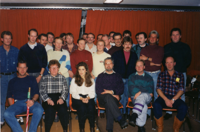 Främre raden: Nisse, Margareta, träningsansvarig, ?, Janne, Bosse bakom bl.a. Palmér, Fors, Ingemar, Sture, Lasse, Lennartsson och Pop.