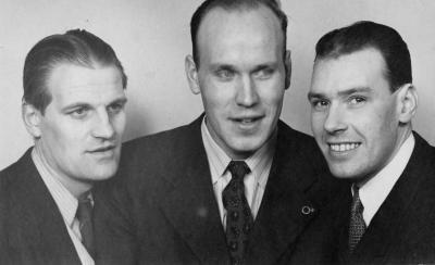 Bordtennisspelare, från vänster  1. Lennart von Hedenberg Brevbärare  2. Gösta Stenerlöv Hultsfred  3. Evert Hermansson "Biffen"  Bordtennisspelare 