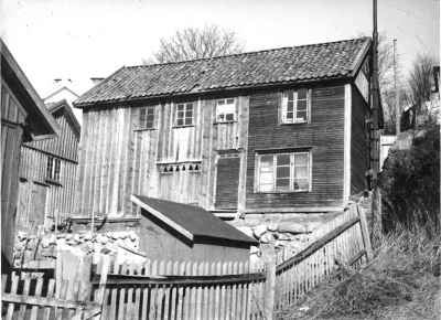 Stångågatan omkring 1948. Underst till höger bodde "Pusche" Arvid Johansson. T.E.