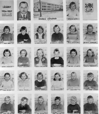 Klassen tillhör Stadsfolkskolan. Första raden från vänster överlärare Ebbe Ängqvist och Katarina Allvin. Andra radenfrån vänster,  Inger Anmar, Kristina A - Svensson, Elisabeth Bälter, Ann-Charlotte Forsberg, Anita Gustafsson, Ann-Britt Johansson. Tredje raden från vänster  Carina Johansson, Bodil Jonsson, Agneta Karlsson, Annette Kask, Ann-Mari Leijon, Kerstin Lundeheim. Fjärde raden från vänster Inger Meijer, Monika Persson, Birgitta Thunberg, Lilian Weideskog, Håkan Berg, Lars-Johnny Elg. Femte raden från vänster, Thore Höglind, Kurt Johansson, Jan Jönsson, Jonny Karlsson, Peder Larsson, Kjell Nilsson.          