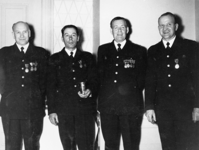 Vimmerby Brandkår, från vänster Staffan Wettermark, Folke Lönngren, Douglas Wistrand och Hilding Nilsson.