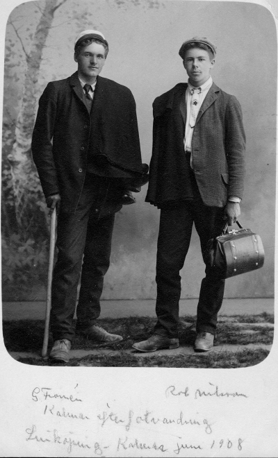 G. Fransén  Rob Nilsson 
Kalmar efter fotvandring Linköping - Kalmar juni 1908