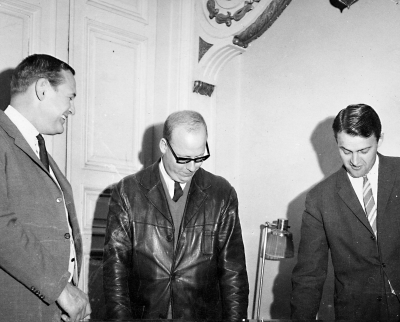 Från vänster  1. Lundström, källarmästare  2. Nordlund, Sveriges Radio  3).        